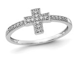 14K White Gold Cross Cross Ring with 1/10 Carat (ctw) Diamonds (SIZE 7)